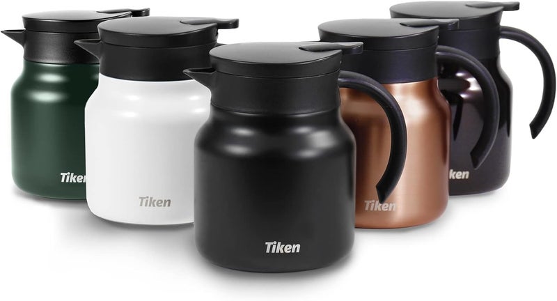 Tiken خدمة القهوة، 800 مل (27 أونصة) إبريق قهوة حراري، إباريق قهوة معزولة من الفولاذ المقاوم للصدأ للحفاظ على الحرارة - أسود غير لامع - Image 1
